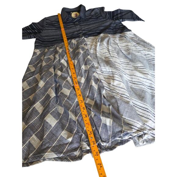 Babydoll 100% cotton layering Mix Fabric Shirt Swing Mix Pattern Dress S - Picture 4 of 7